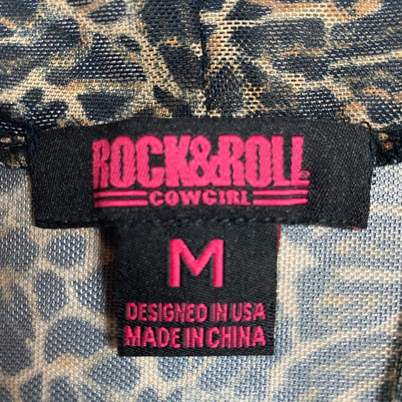 Rock & Roll Cowgirl Leopard Print Short Sleeve Full Length Wrap Women’s Medium - Picture 3 of 5